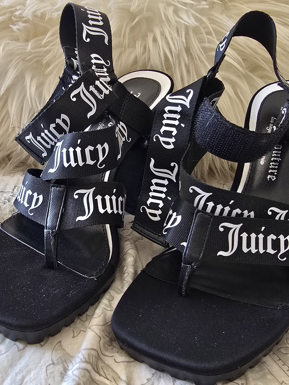 Juicy Couture Black Logo Strap Women's Sandals